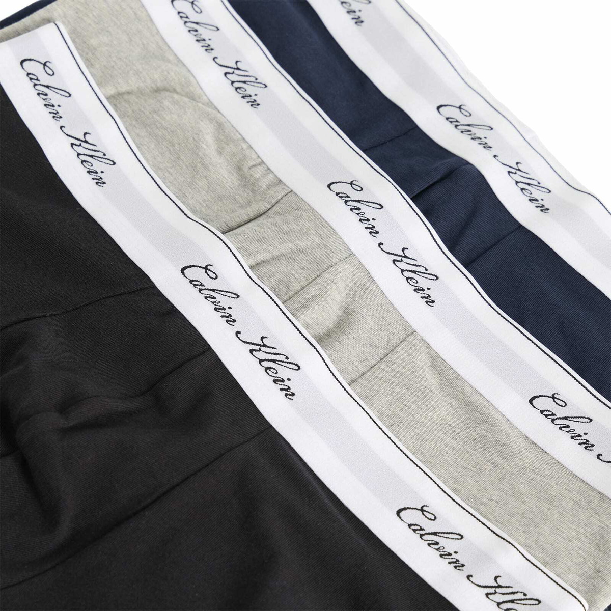 Calvin Klein Men's Icon Script Boxer Brief - 3 Pack in Black/Grey Heather/Dark Sapphire