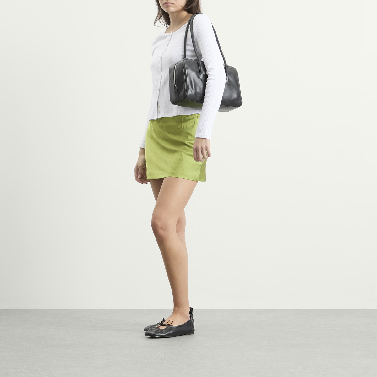 Kijun Women's Polka Dot Satin Mini Skirt in Olive Green