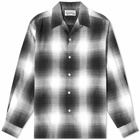 Wacko Maria Men's Ombre Check Open Collar Shirt in White