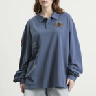 Martine Rose Women's Long Sleeve Polo in Blue Navy Washed