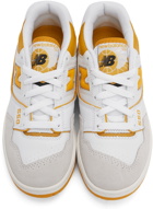 New Balance White & Yellow BB 550 Sneakers