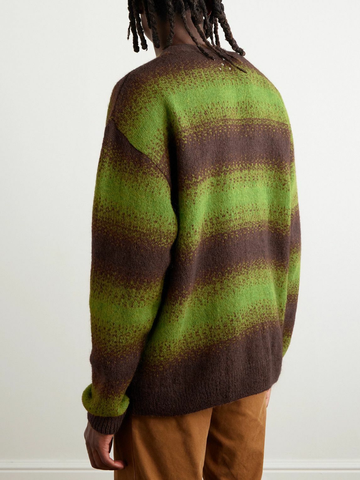 トップス POP TRADING COMPANY striped cardigan POP TRADING COMPANY STRIPE KNITTED CARDIGAN CRESS GREEN