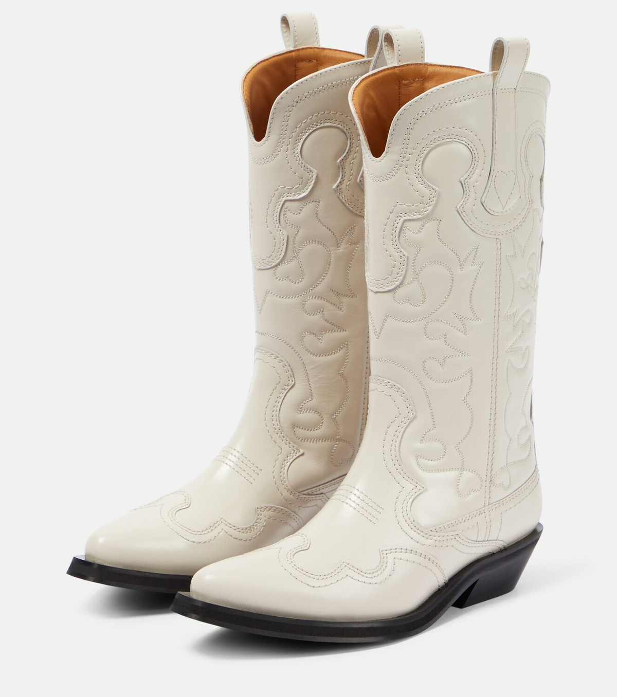 【関税＆送料込み】Ganni Western Embroidered Boots GANNI Embroidered leather cowboy boots | NET-A-PORTER