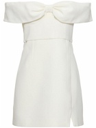 SELF-PORTRAIT Off-the-shoulder Bow Crepe Mini Dress