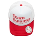 Team Ikuzawa Men's Mesh Trucker Cap in White/Red 