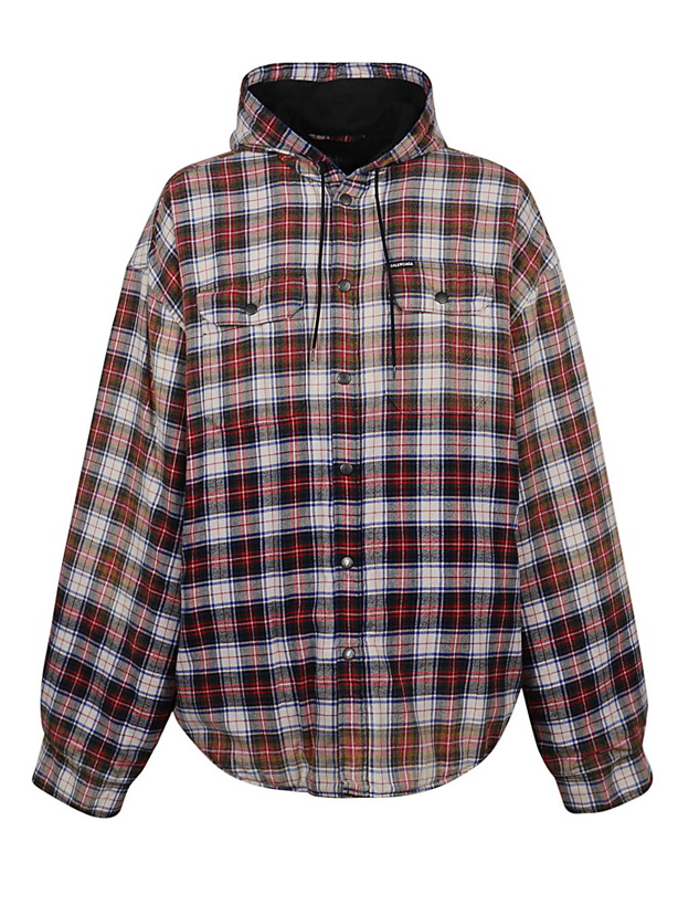 Photo: BALENCIAGA - Cotton Flannel Plaid Shirt