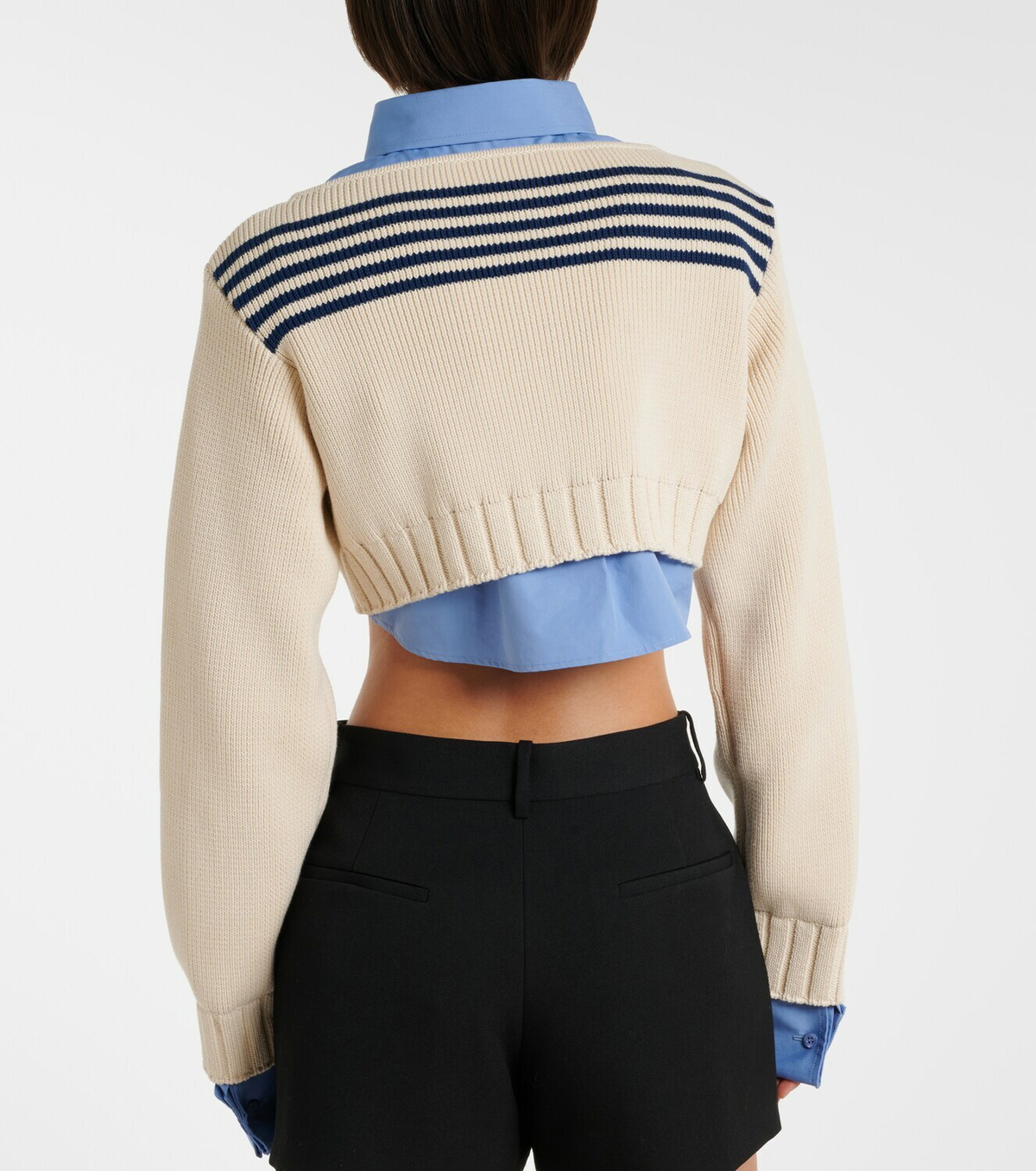 Balenciaga Striped cropped cotton sweater