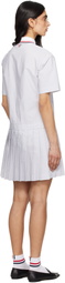 Thom Browne Gray Pleated Polo 4 Bar Stripe Poplin Minidress
