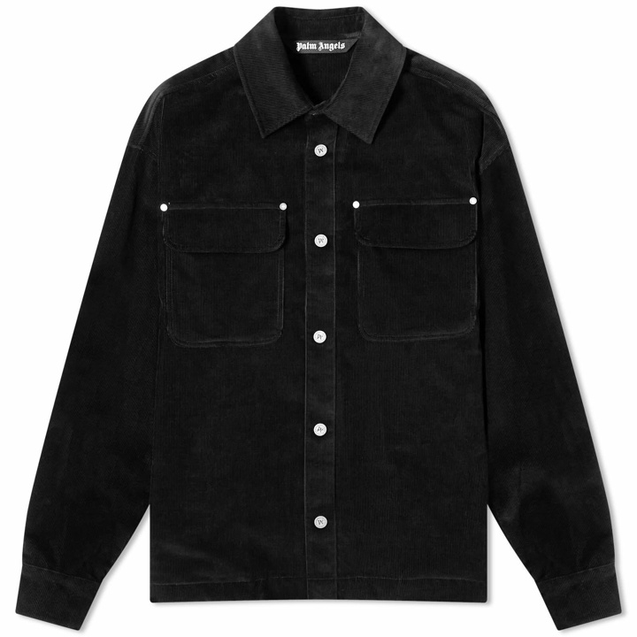 Photo: Palm Angels Men's Cord Back Logo Over Shirt in Black