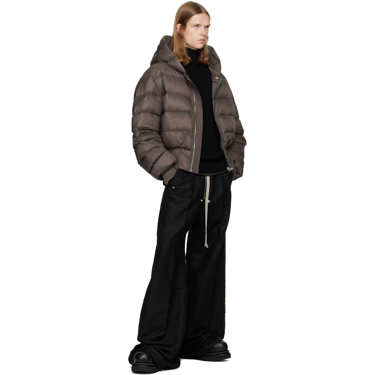 Rick Owens Taupe Tower Hooded Jacket