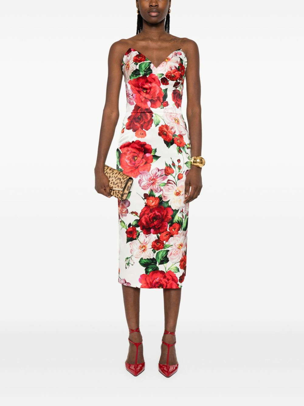 Dolce & Gabbana Rose-Print Midi Dress Dolce & Gabbana