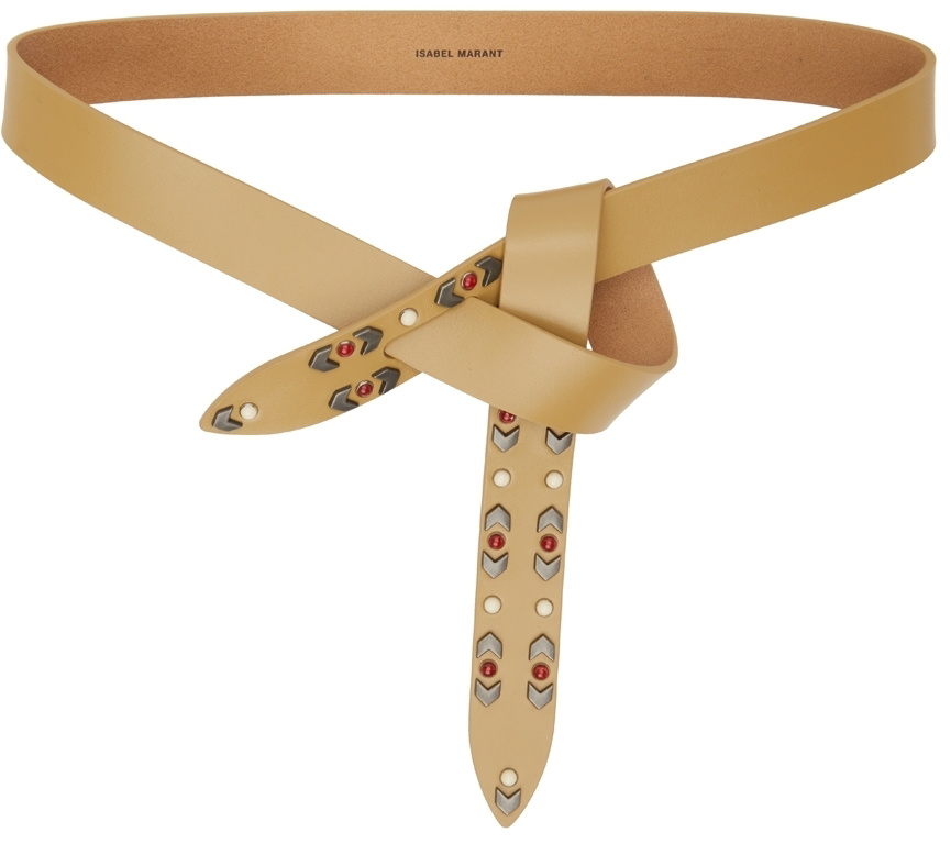 NWT $330 Isabel Marant Lecce Studded Leather in BEIGE, Size Small! isabelmarant Lecce Belt worn 6 ways @netaporter  main image 4