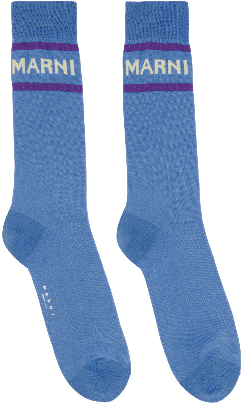 Marni Blue Jacquard Socks Marni