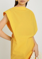 Jacquemus La Robe Drap Draped Cotton-blend Midi Dress Yellow