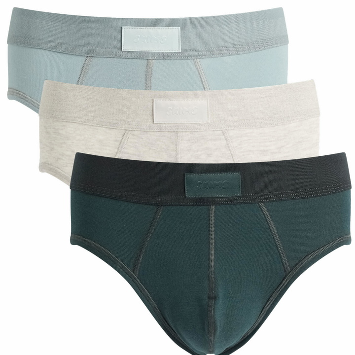 Photo: SKIMS Men's Cotton Brief 3-Pack in Verdant Multi