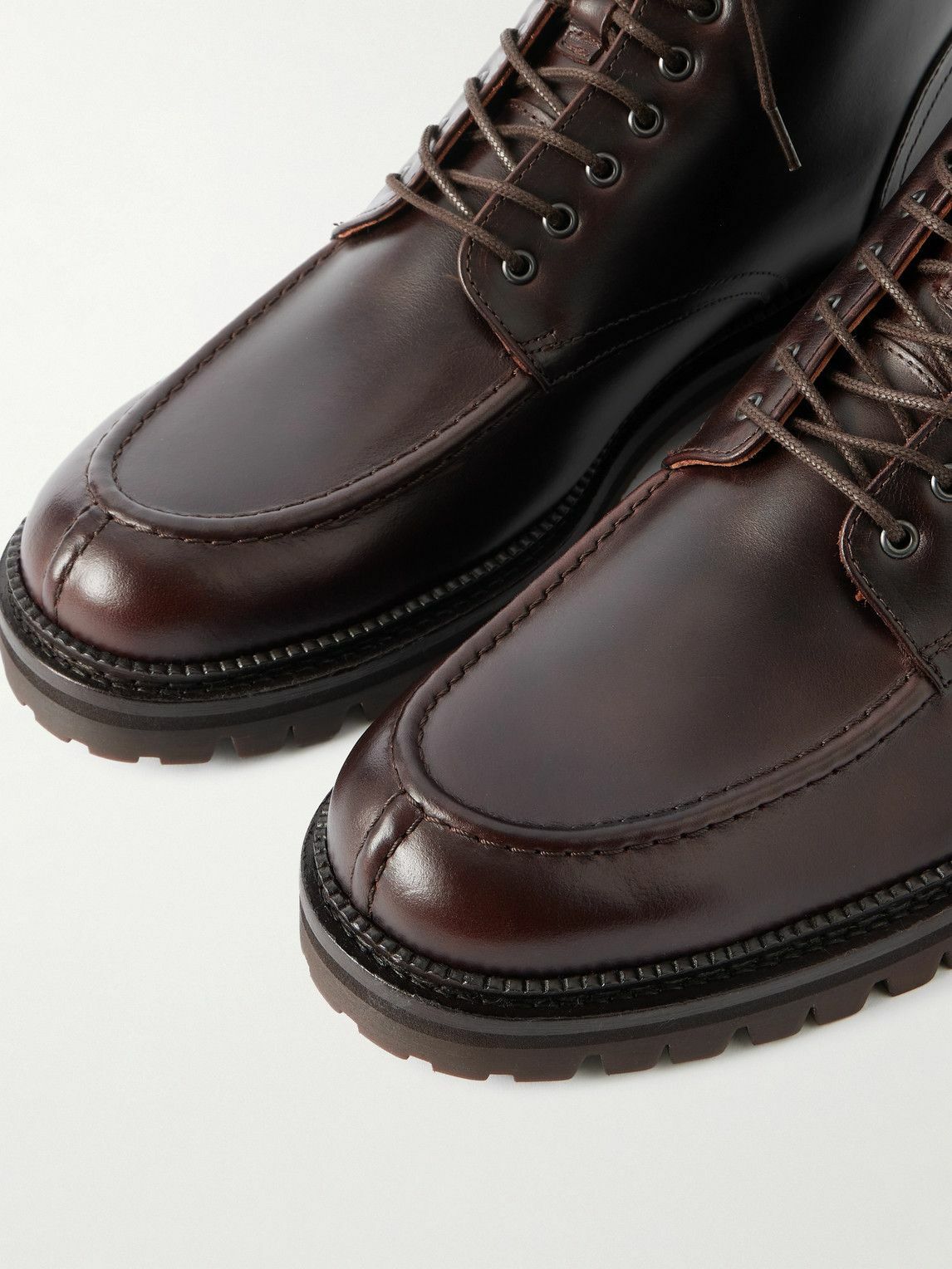Mr P. - Commander Shearling-Lined Leather Lace-Up Boots - Brown