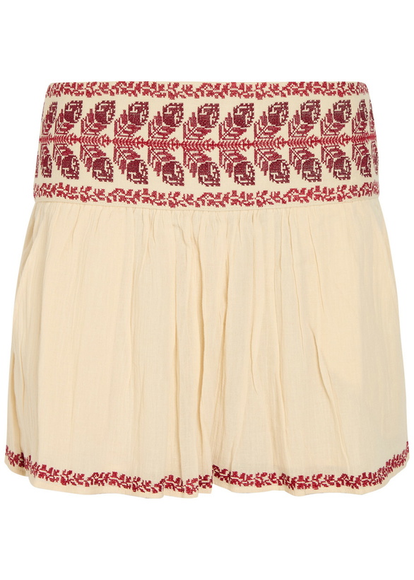 Photo: Isabel Marant étoile Picadilia Embroidered Cotton Mini Skirt Beige
