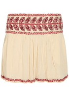 Isabel Marant étoile Picadilia Embroidered Cotton Mini Skirt Beige