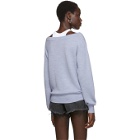 alexanderwang.t Blue Cropped Bi-Layer V-Neck Sweater