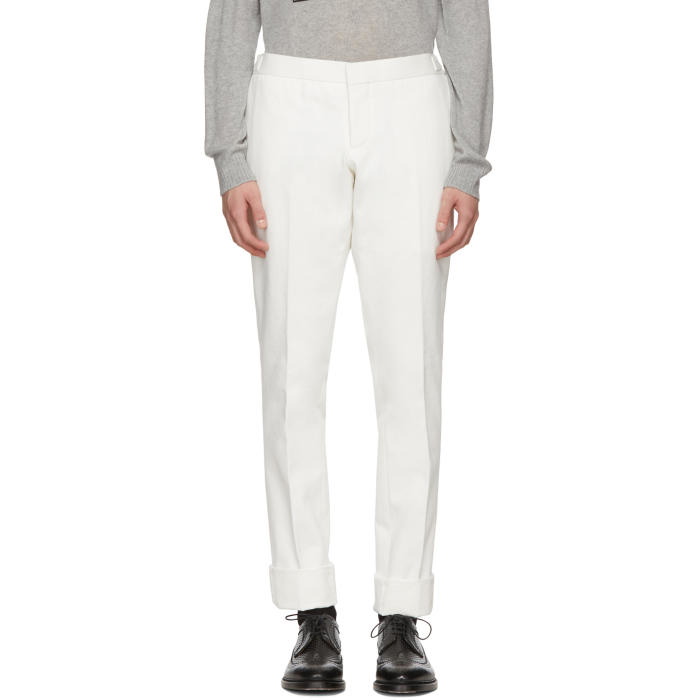 Photo: Thom Browne White Denim Unconstructed Low-Rise Trousers