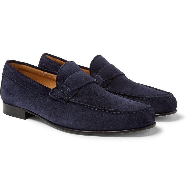 Photo: Canali - Suede Penny Loafers - Men - Navy