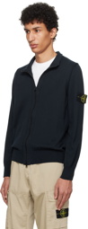 Stone Island Navy Rolled Edge Cardigan