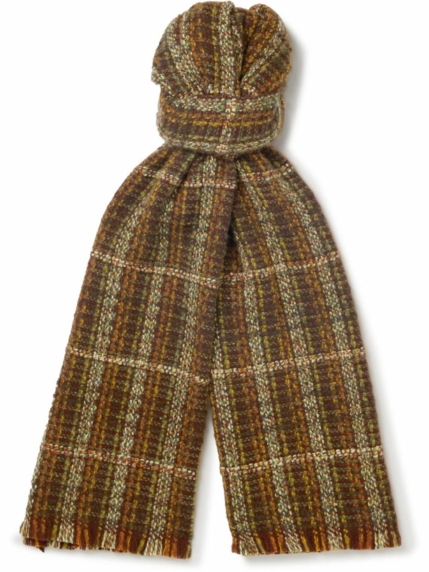 Photo: Loro Piana - Fringed Checked Cashmere and Mohair-Blend Scarf