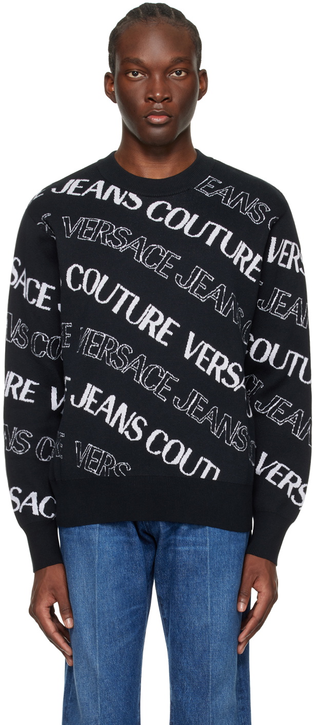 Versace Jeans Couture Black Wave Sweater Versace