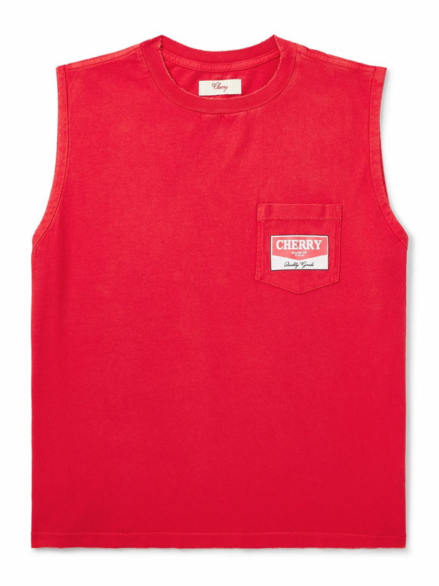 Photo: Cherry Los Angeles - Logo-Print Cotton-Jersey Tank Top - Red