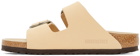 Birkenstock Beige Leather Narrow Big Buckle Arizona Sandals