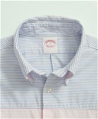 Brooks Brothers Men's Cotton Oxford Button-Down Collar, Fun Stripe Sport Shirt | Blue
