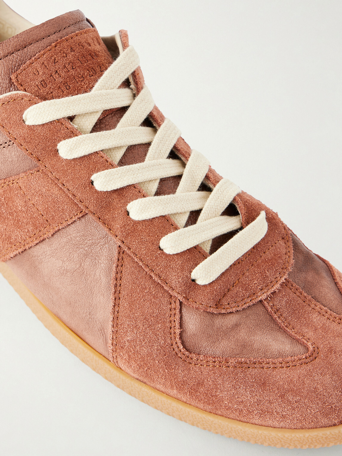 Maison Margiela - Replica Suede-Trimmed Leather Sneakers - Brown