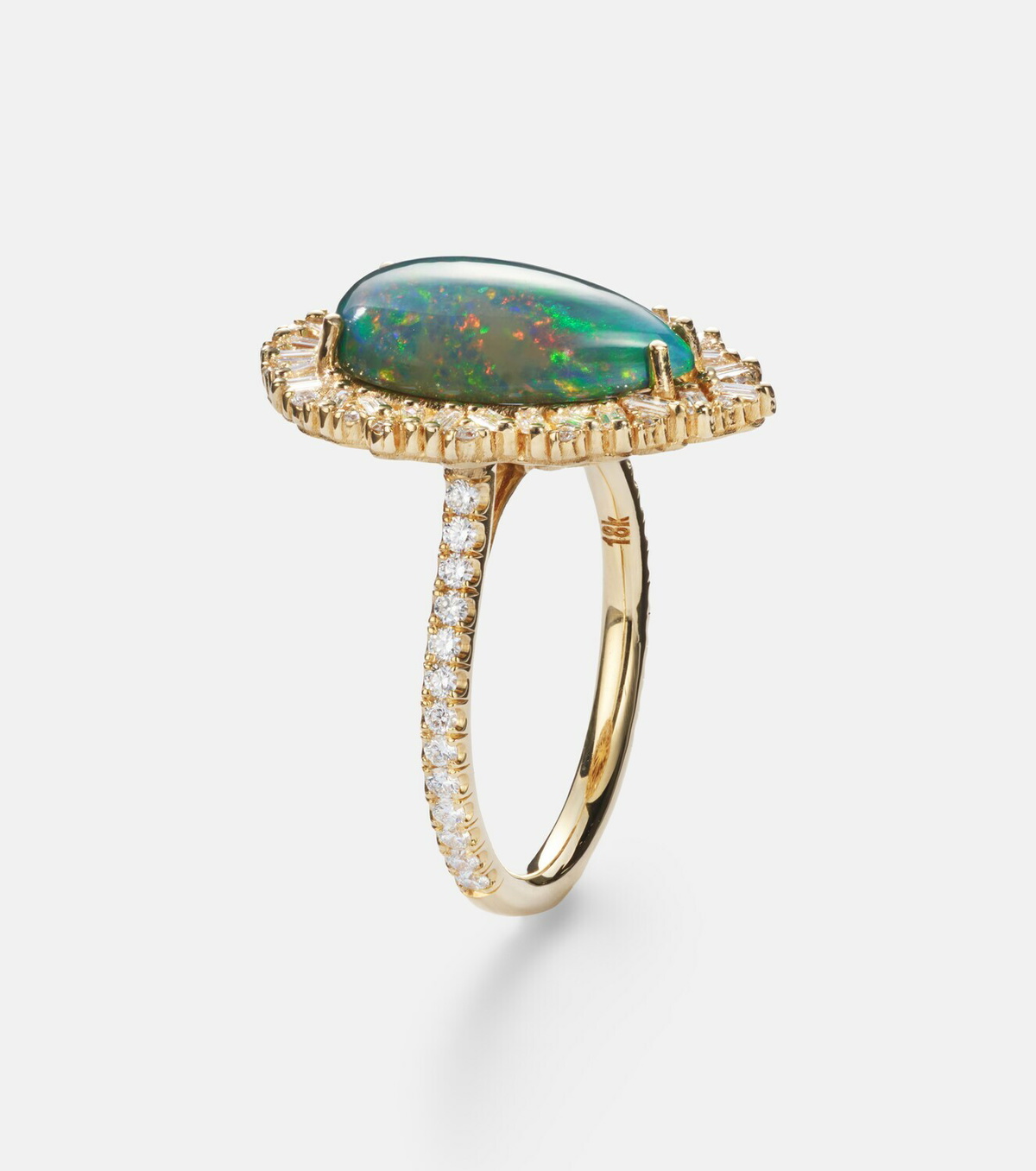 Suzanne Kalan Portrait 18kt gold ring with opal and diamonds