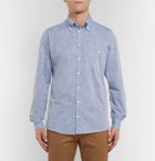 Richard James - Button-Down Collar Mélange Cotton Shirt - Blue