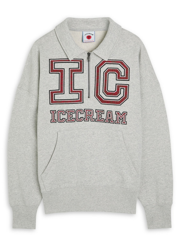 Photo: Ice Cream Collegiate Quarter-zip Cotton Sweatshirt Grey