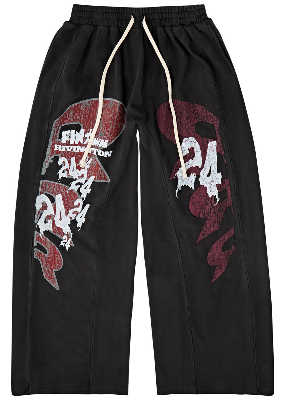 Rivington Roi Rebis Faster Flight Printed Cotton Sweatpants Black/White