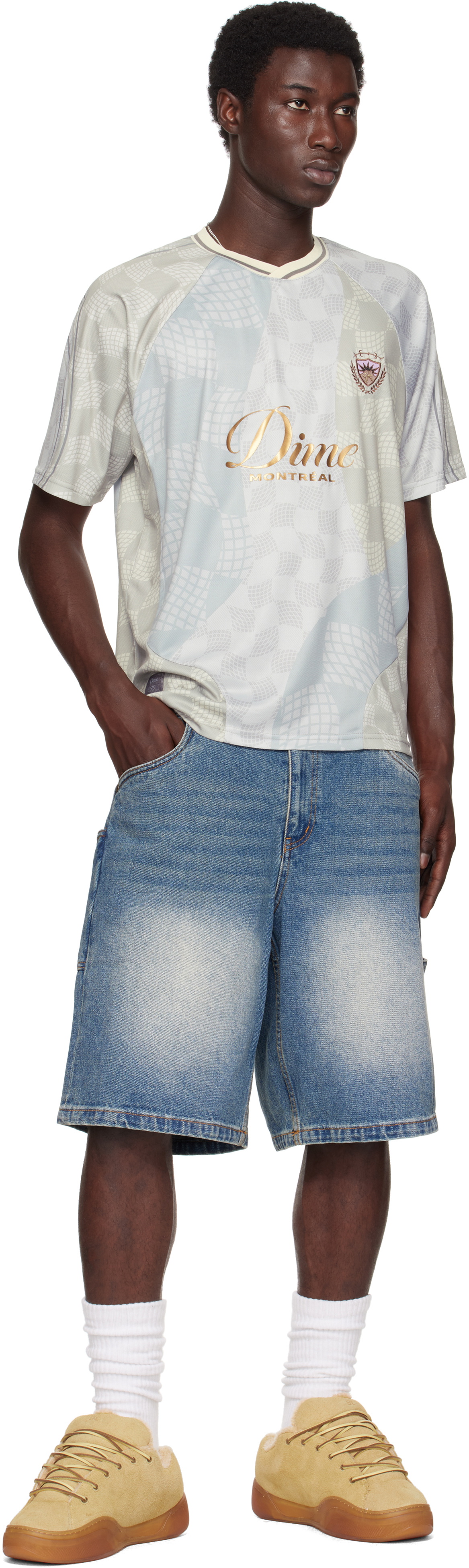 Dime Off-White & Gray Checkered Home Jersey Dime Dime Off-White & Gray Checkered Home Jersey Dime