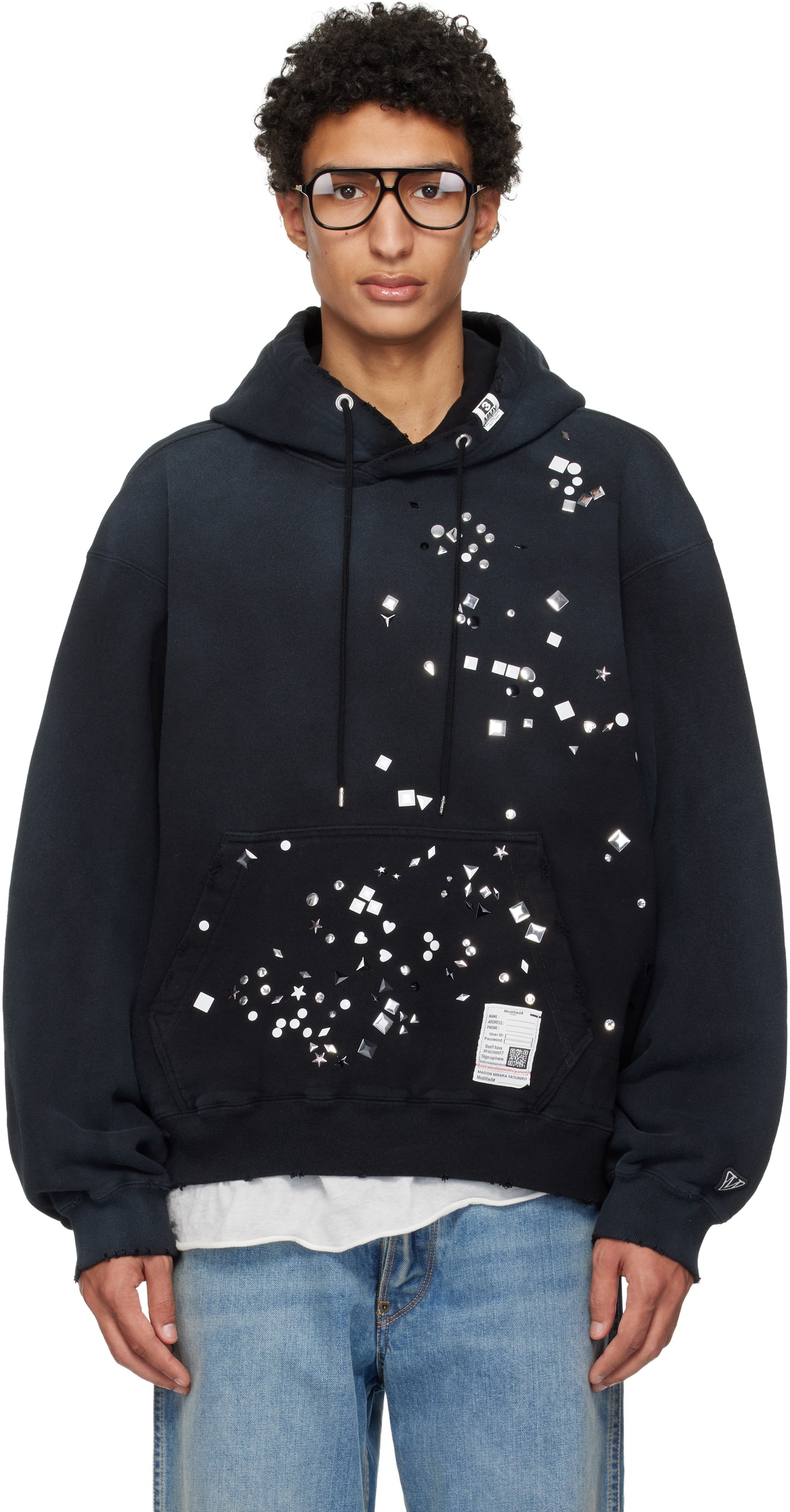 Maison MIHARA YASUHIRO Black Embellished Hoodie