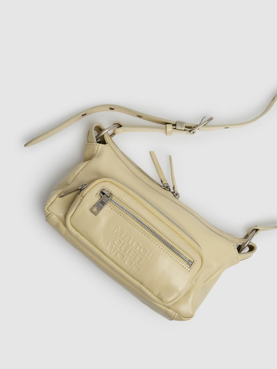 MARGE SHERWOOD Mini Outpocket Glossy Leather Hobo Bag