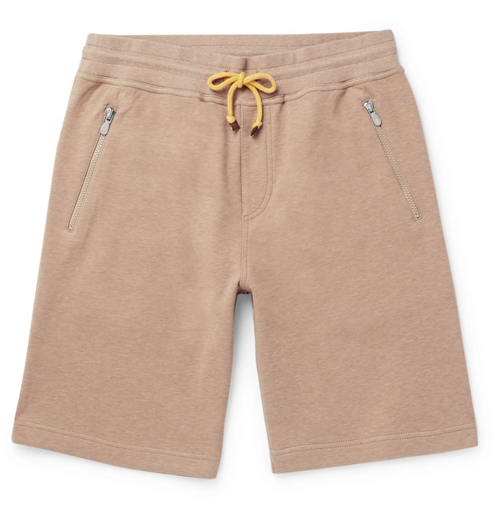 Photo: Brunello Cucinelli - Slim-Fit Cotton-Blend Jersey Drawstring Shorts - Brown