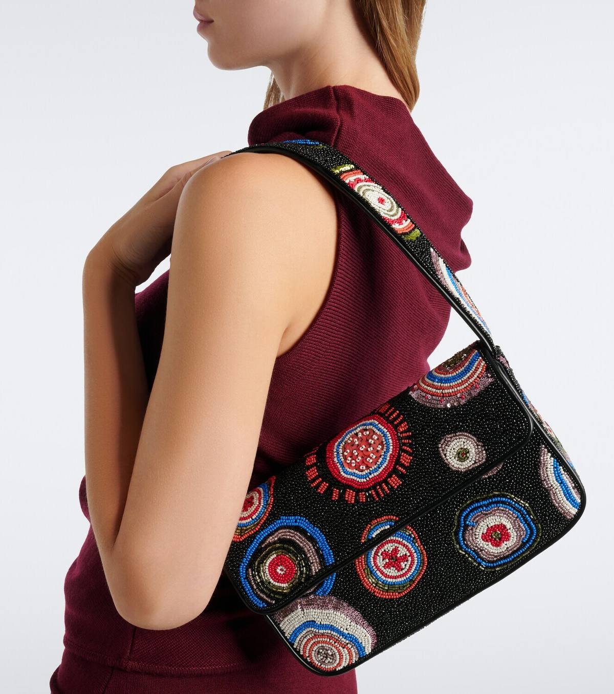 Staud Tommy Small beaded shoulder bag
