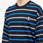 Men's AAPE Now Stripe Long Sleeve T-Shirt in Black (Blue)
