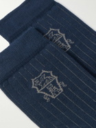 Brunello Cucinelli - Logo-Jacquard Cotton Socks - Blue