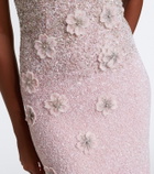 Là Fuori Embellished floral-appliqué gown