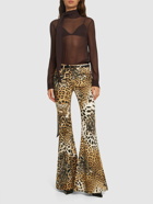 ROBERTO CAVALLI Leo Printed Mid Rise Flared Pants