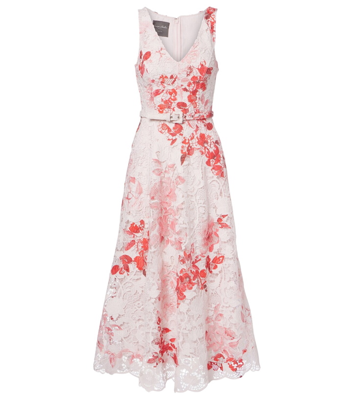 Photo: Monique Lhuillier Belted floral midi dress
