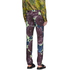 Dries Van Noten Purple and Green Wool Patrini Trousers