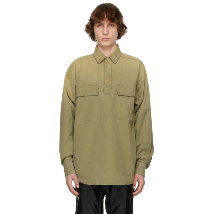 Photo: Fear of God Green Canvas Military Pullover Shirt