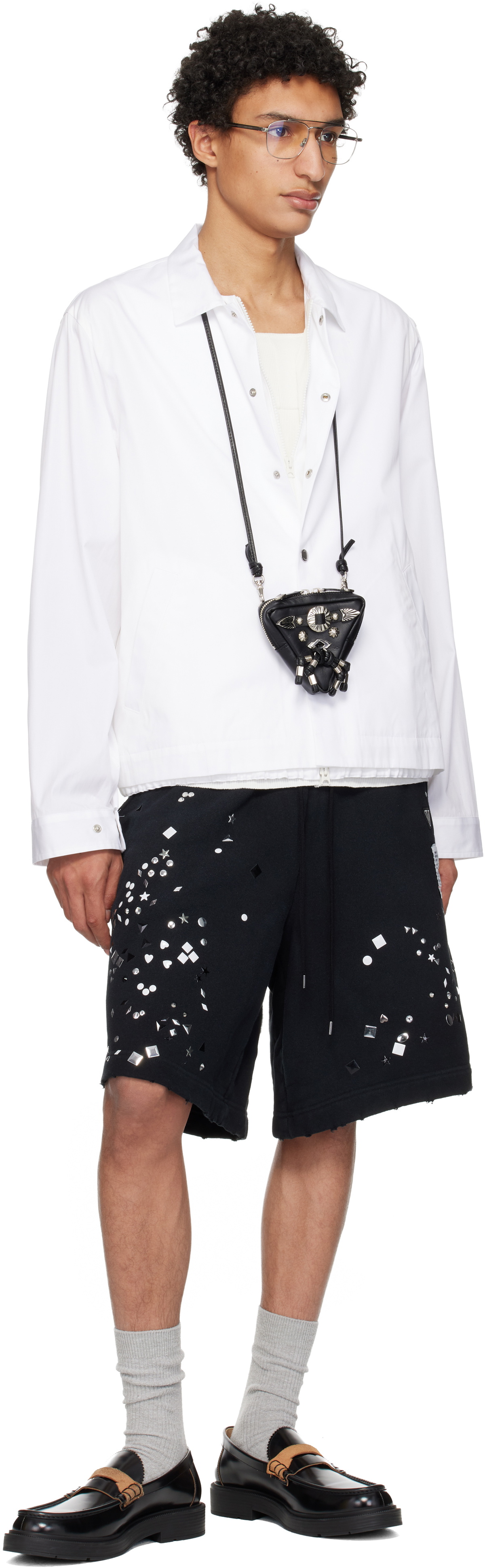 Maison MIHARA YASUHIRO Black Embellished Sweat Shorts