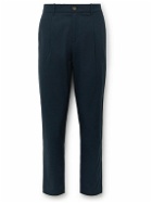 Mr P. - Daniel Slim-Fit Pleated Cotton-Blend Seersucker Suit Trousers - Blue